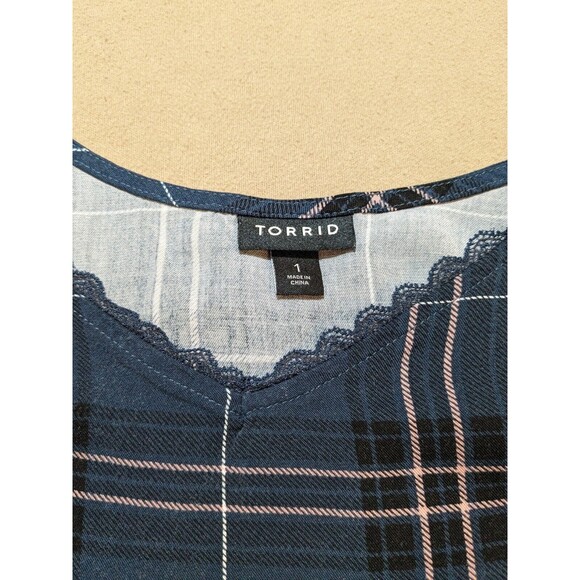 Torrid Women's Ava Stretch Challis Lace Trim Cami Navy/Pink Size 1 - Picture 5 of 10